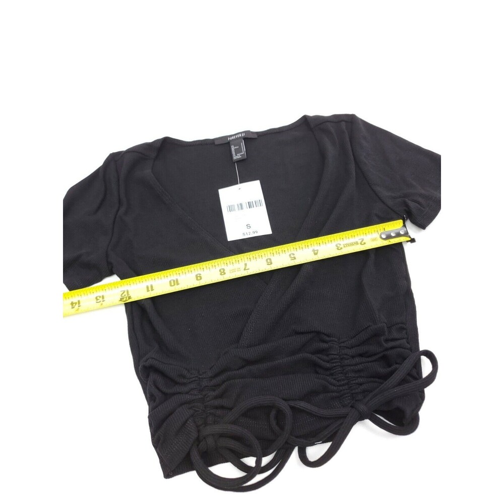 Forever 21 Black Knit Scrunch Crop Top Size S - Picture 3 of 4